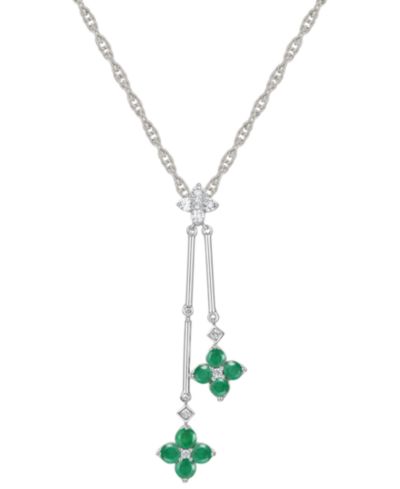 Колье-лариат Double Flower с рубином (3/4 ct. t.w.) и бриллиантом (1/8 ct. t.w.) из стерлингового серебра