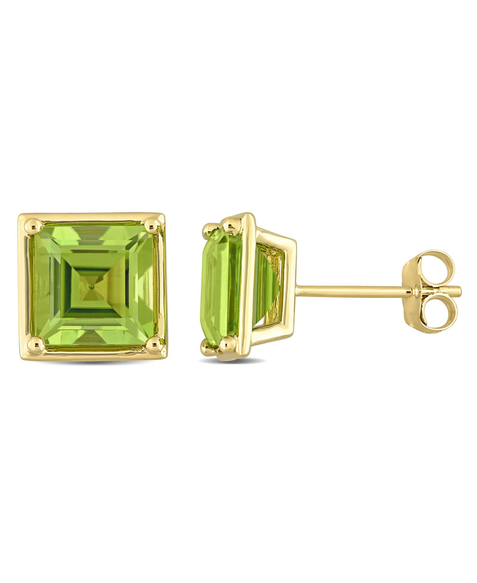 Серьги-гвоздики Peridot Square, 14k Gold, 3-1/2 ct. t.w.