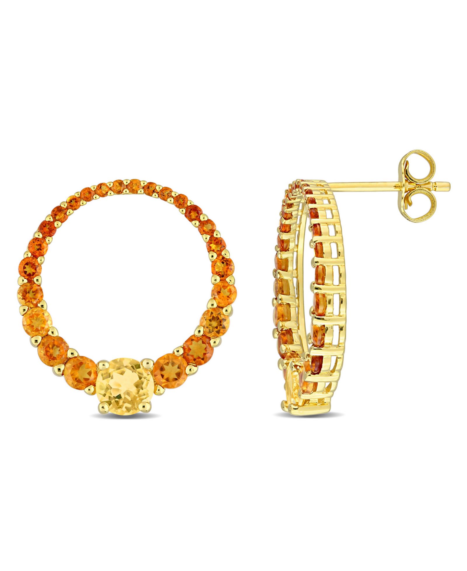 Серьги-кольца Citrine 2 4/5 ct. t.w. из позолоченного стерлингового серебра