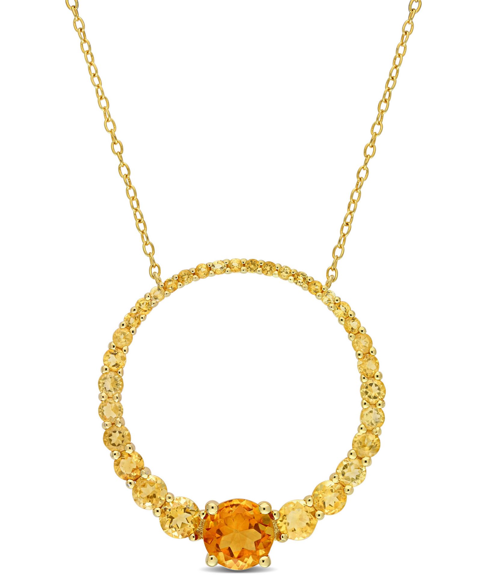 Ожерелье Citrine (3 1/4 ct. t.w.) Graduated Open Circle в позолоченном стерлинговом серебре 18k Gold