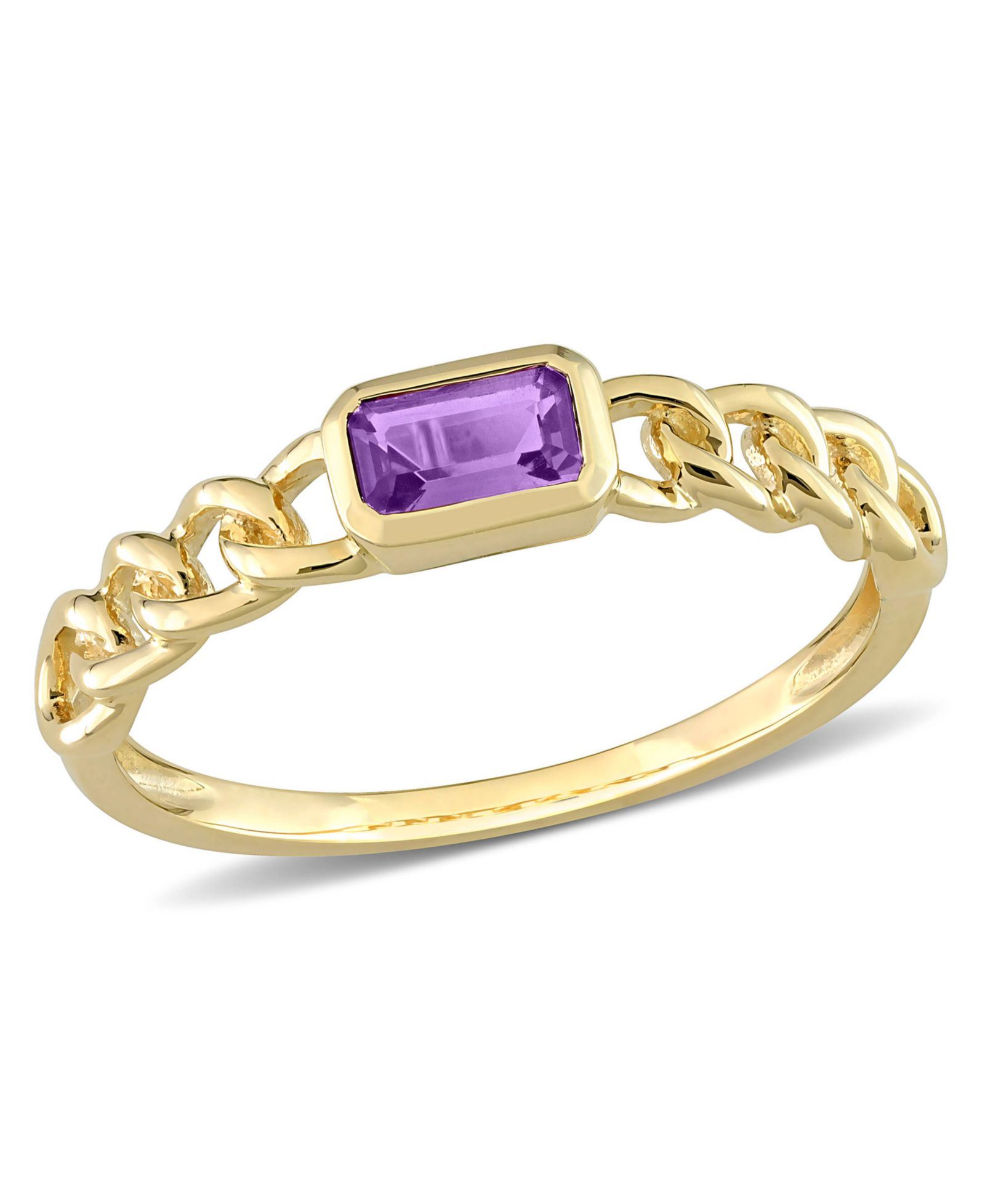10K Yellow Gold or 10K Rose Gold Amethyst Link Ring