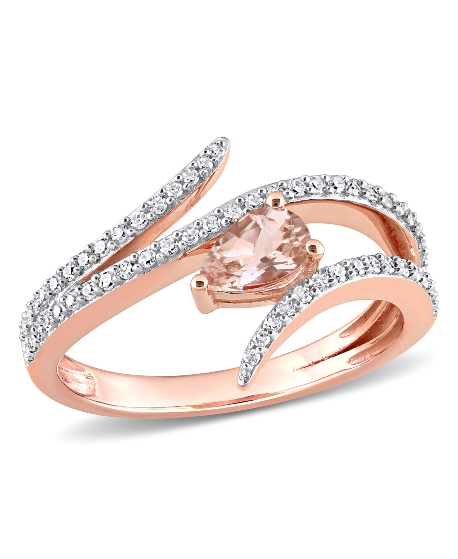 Кольцо с розовым морганитом и бриллиантами 10K Rose Gold Open Wrap