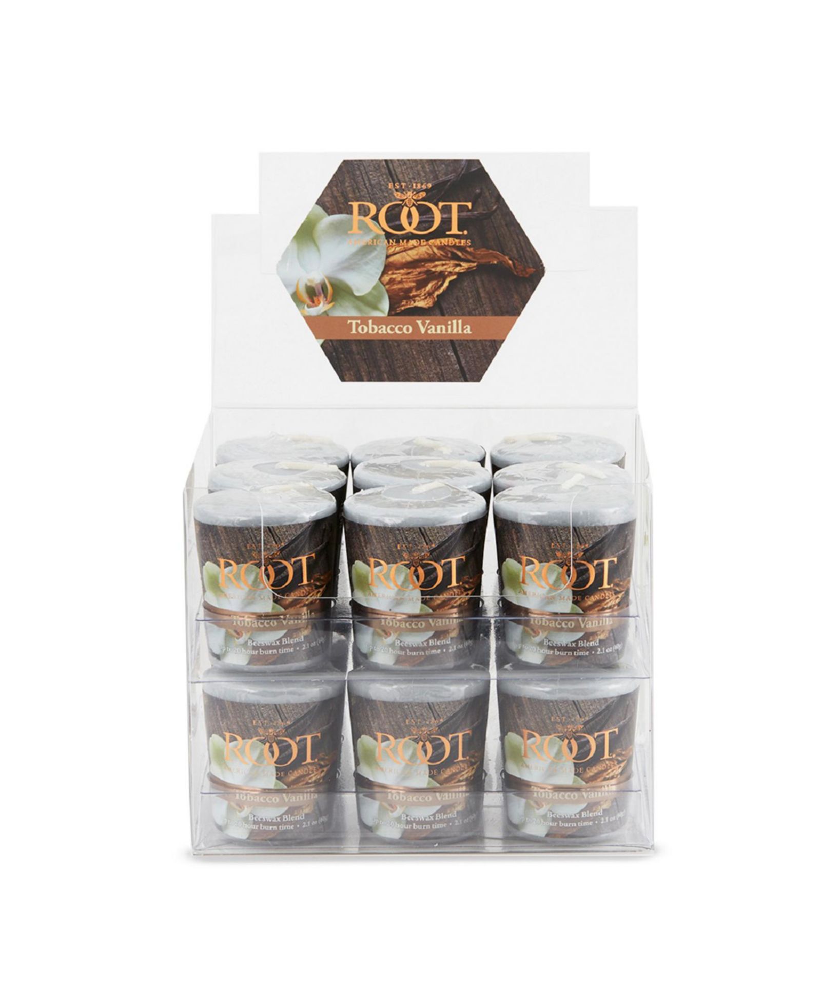 Набор ароматических свечей ROOT CANDLES Votive Tobacco Vanilla, 18 Piece, 20 Hour
