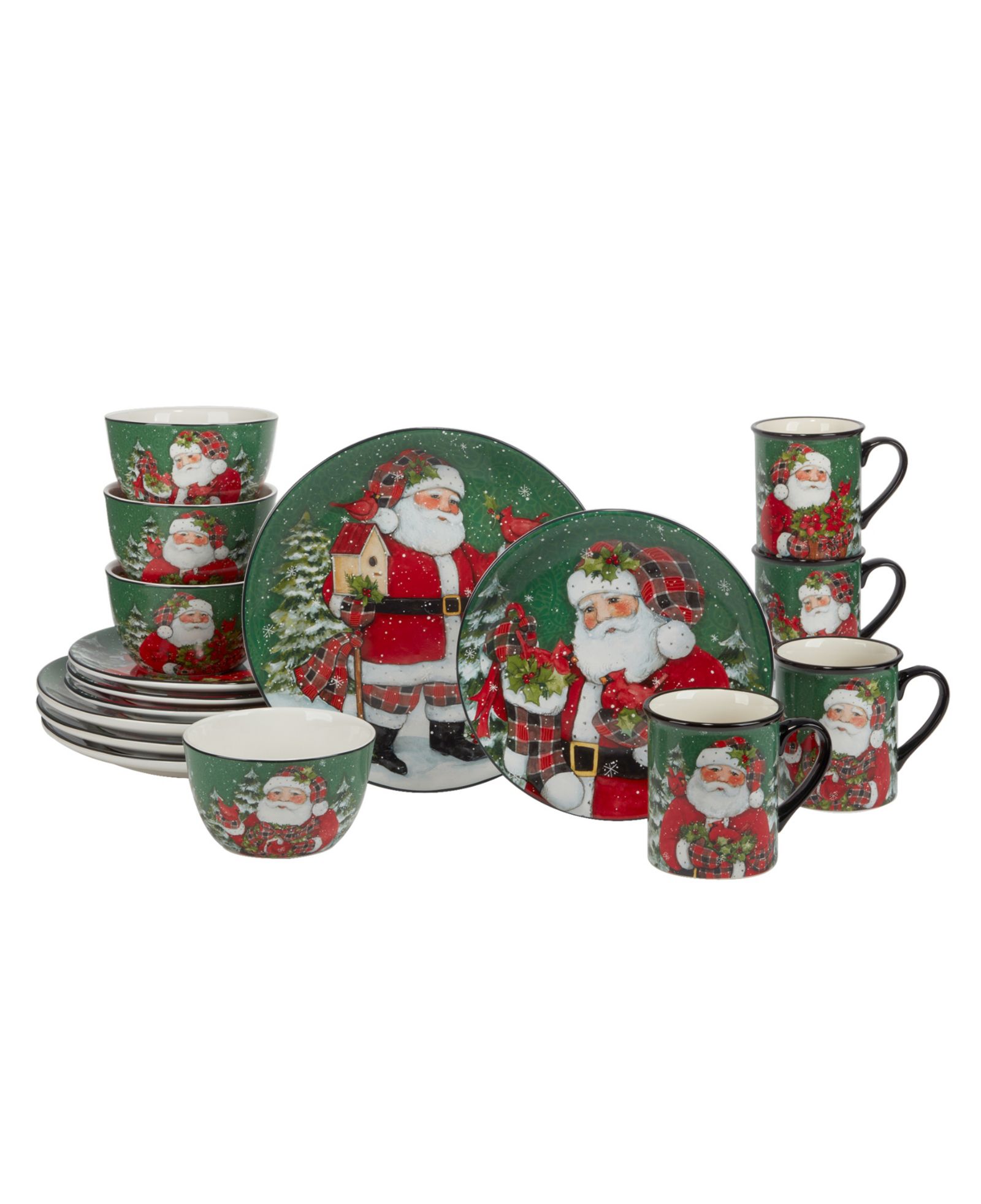 Certified International набор столовой Christmas Lodge Santa 16 Pc.