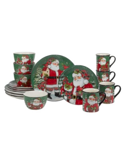 Certified International Christmas Lodge Santa 16 Pc. Dinnerware Set, Service for 4