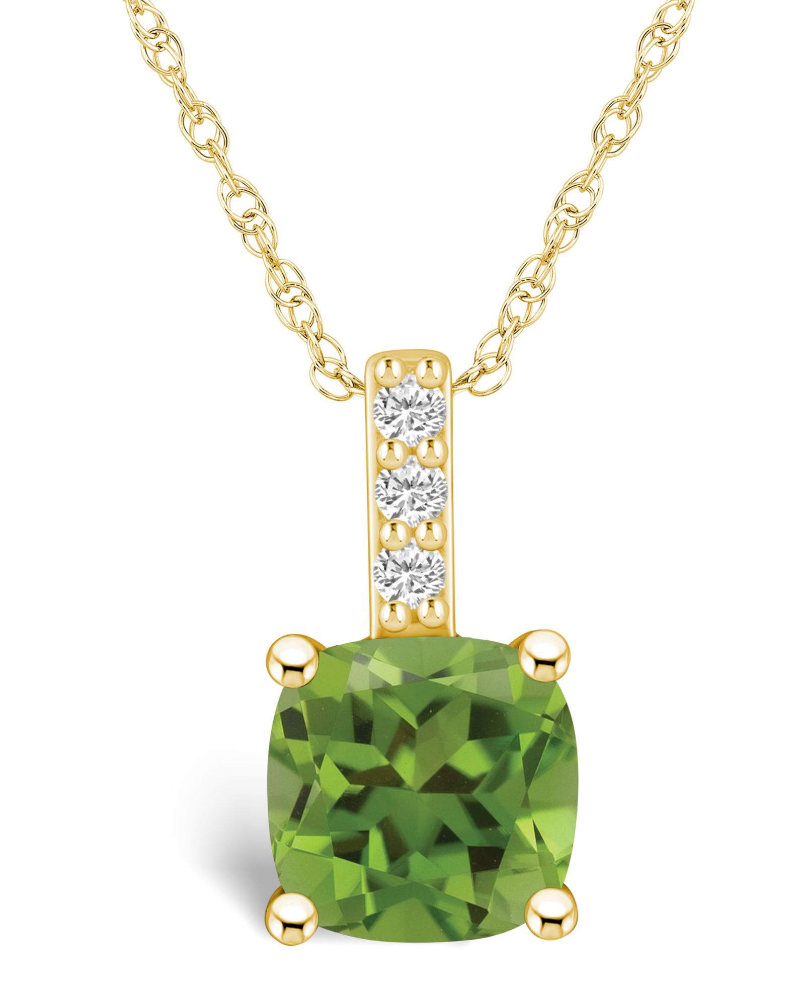 Подвеска с перидотом (2-3/28 Ct. T.W.) и бриллиантовым акцентом в 14K Yellow Gold