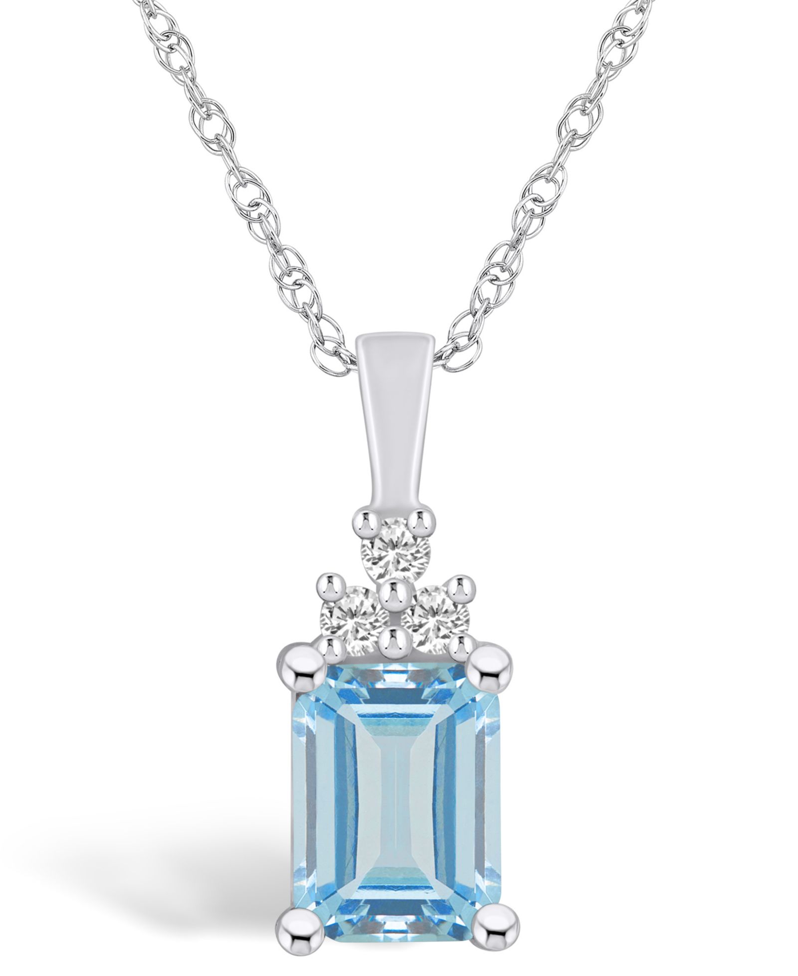 Подвеска Macy's с аквамарином (1-3/8 Ct. T.W.) и бриллиантом (1/10 Ct. T.W.) в 14K белом золоте