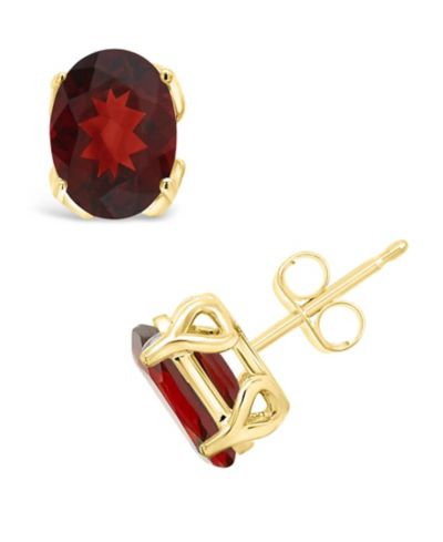 Macy's Серьги-гвоздики с гранатом в 14K Yellow Gold