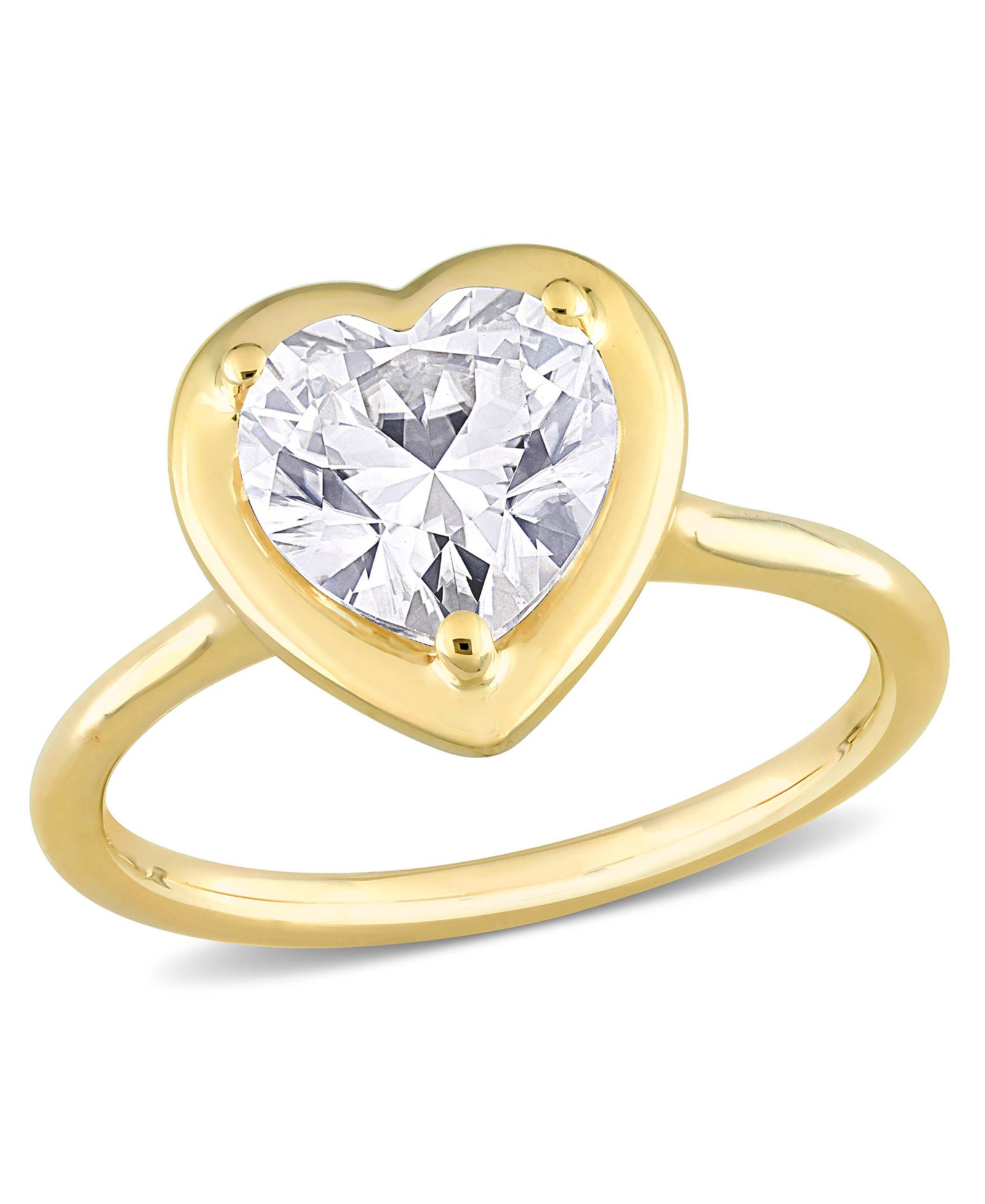 Moissanite in 10K Gold Heart Solitaire Engagement Ring