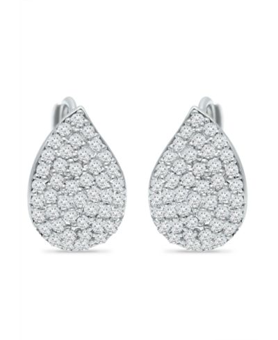 Giani Bernini Pave Teardrop Cubic Zirconia Huggie Hoop Earrings, Sterling Silver or 18K Gold over Silver