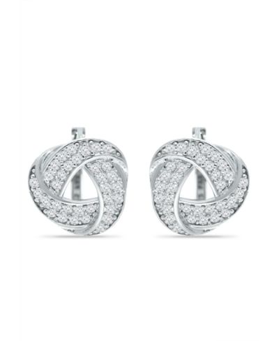 Giani Bernini Cubic Zirconia Love Knot Huggie Hoop Earrings, Sterling Silver or 18K Gold over Silver