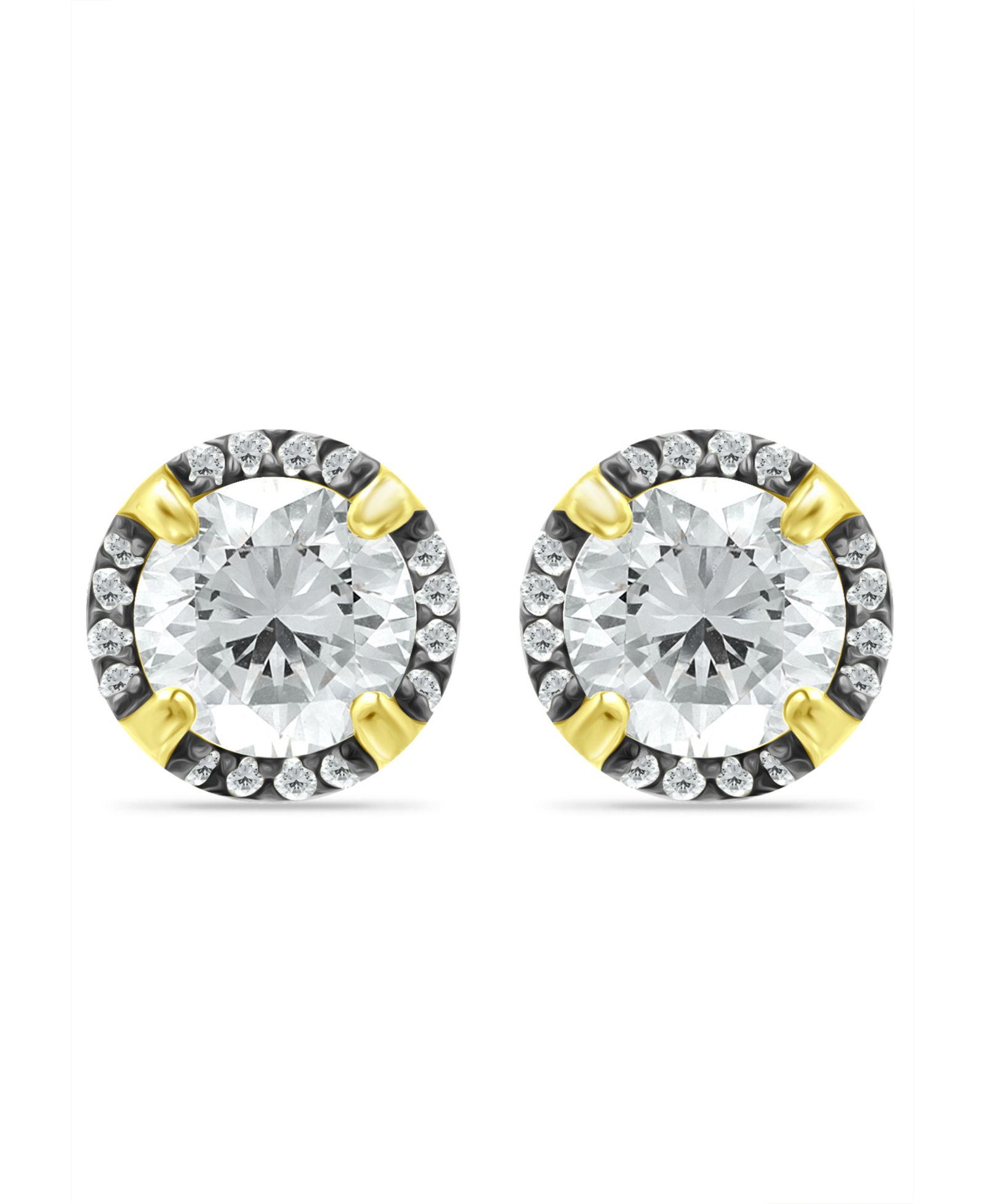 Серьги-гвоздики Giani Bernini Cubic Zirconia с черным родием Halo, 18K Gold over Silver