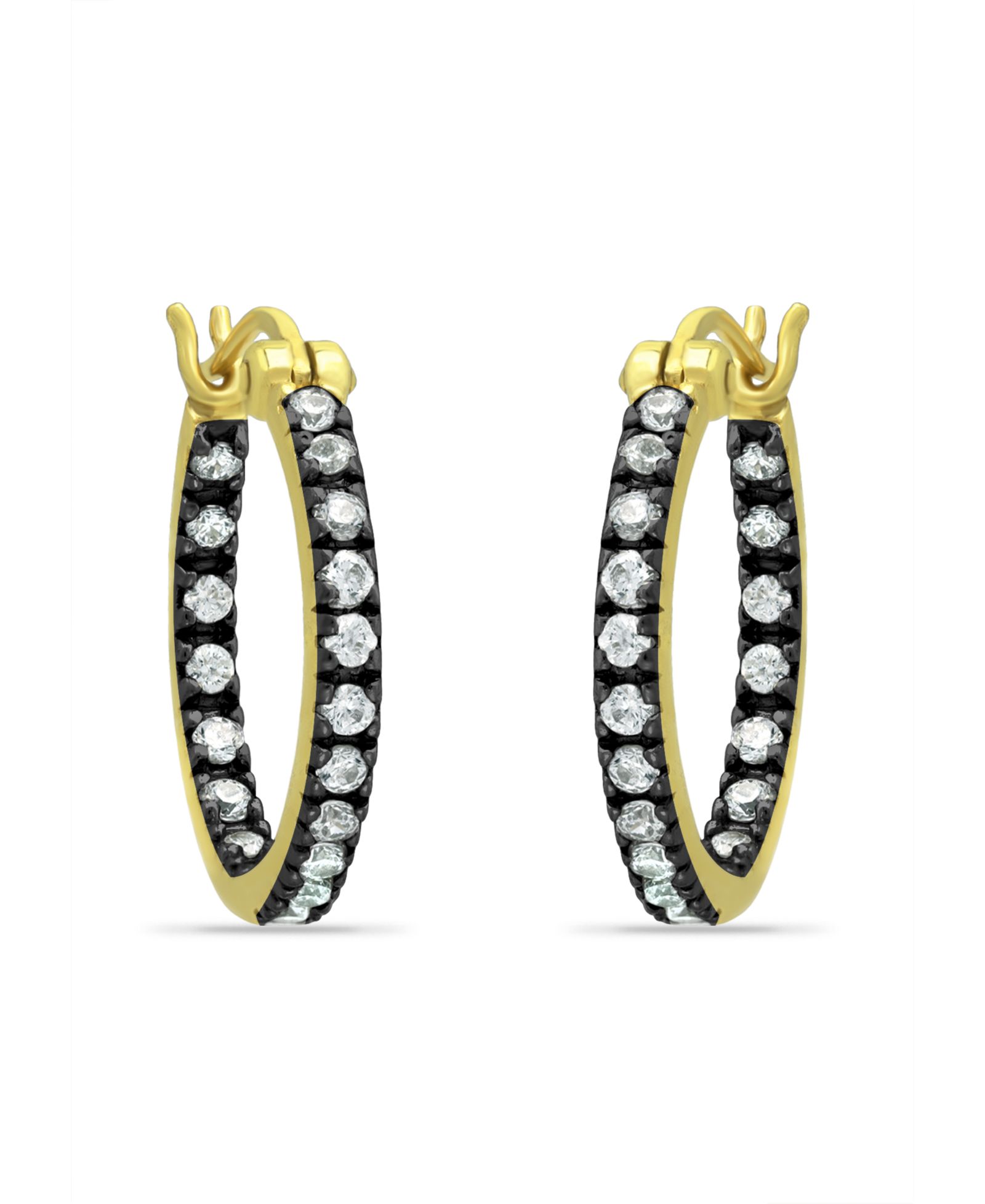 Серьги-кольца Giani Bernini 18mm Cubic Zirconia с черным родием, 18K Gold over Silver
