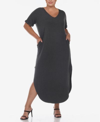 Plus Size Short Sleeve V-neck Maxi Dress