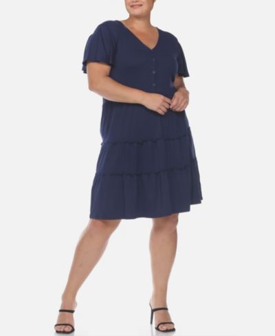 Женское миди-платье White Mark Plus Size Short Sleeve V-neck