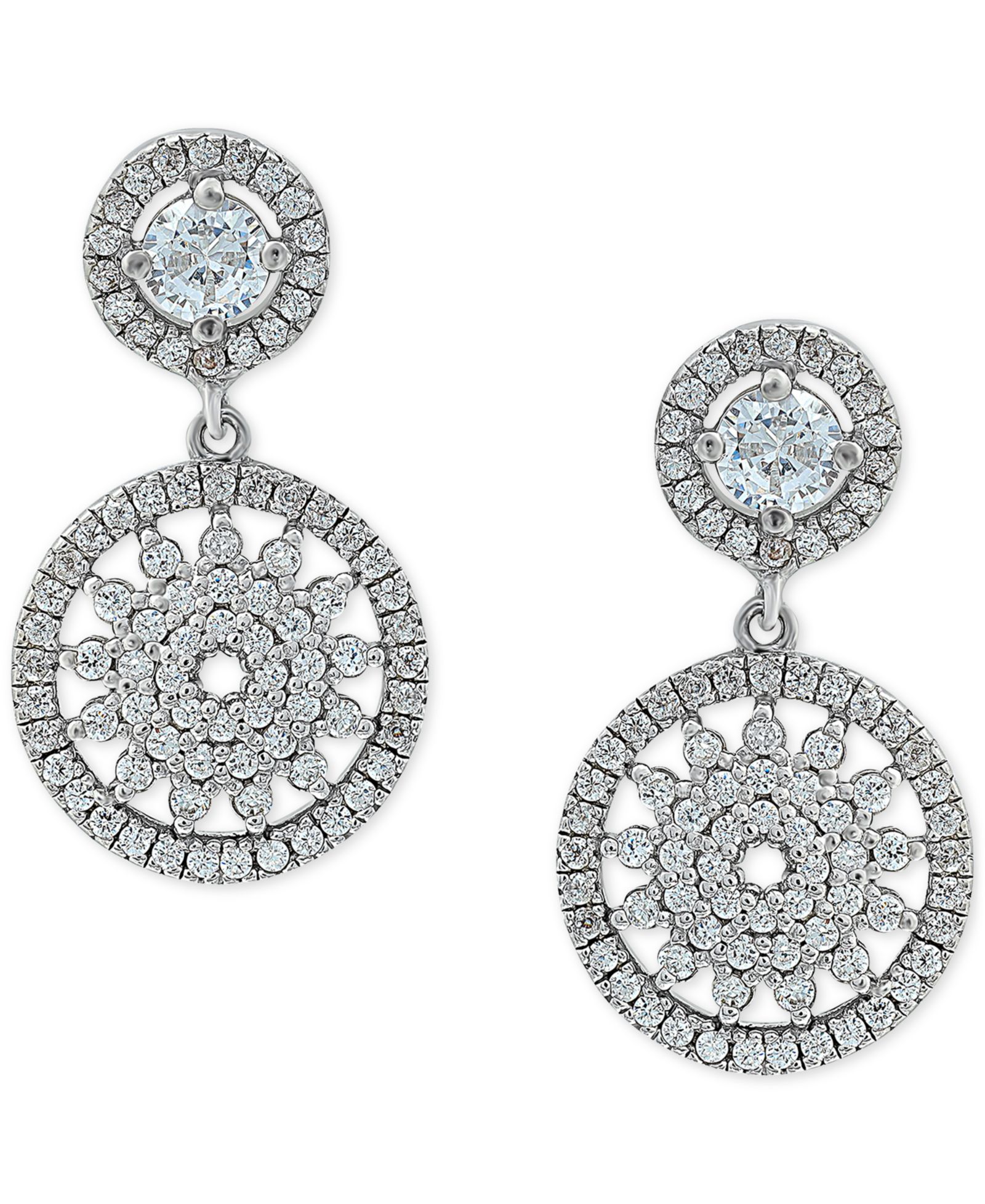 Серьги Giani Bernini Cubic Zirconia Flower Circle Drop в Sterling Silver