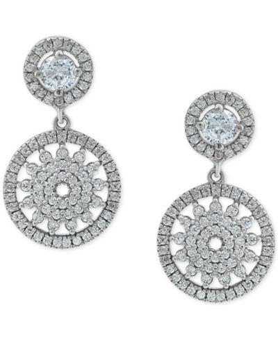 Серьги Giani Bernini Cubic Zirconia Flower Circle Drop в Sterling Silver
