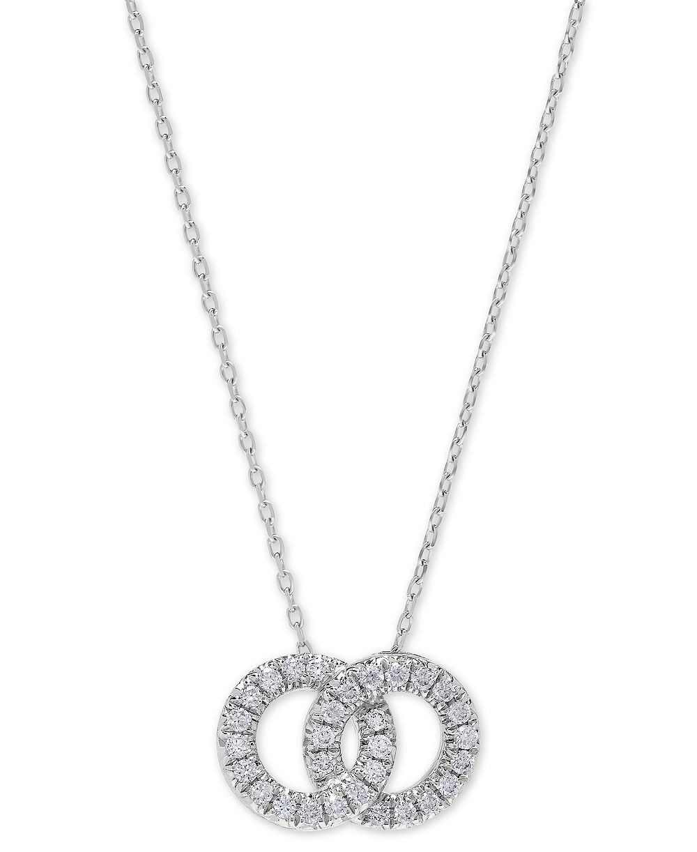 Кулон-подвеска Diamond Interlocking Circle 18" с фианитом (1/3 карата суммарно) в белом, желтом или розовом золоте 14 карат