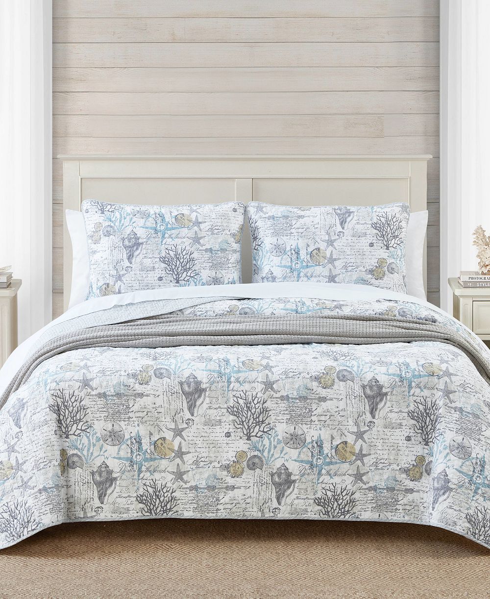 Tommy Bahama Home Beach Bliss Reversible 3 Piece Quilt Set, Full/Queen