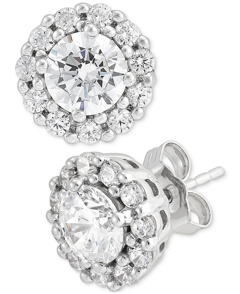IGI Certified Lab Grown Diamond Halo Stud Earrings (2 ct. t.w.) in 14k White Gold