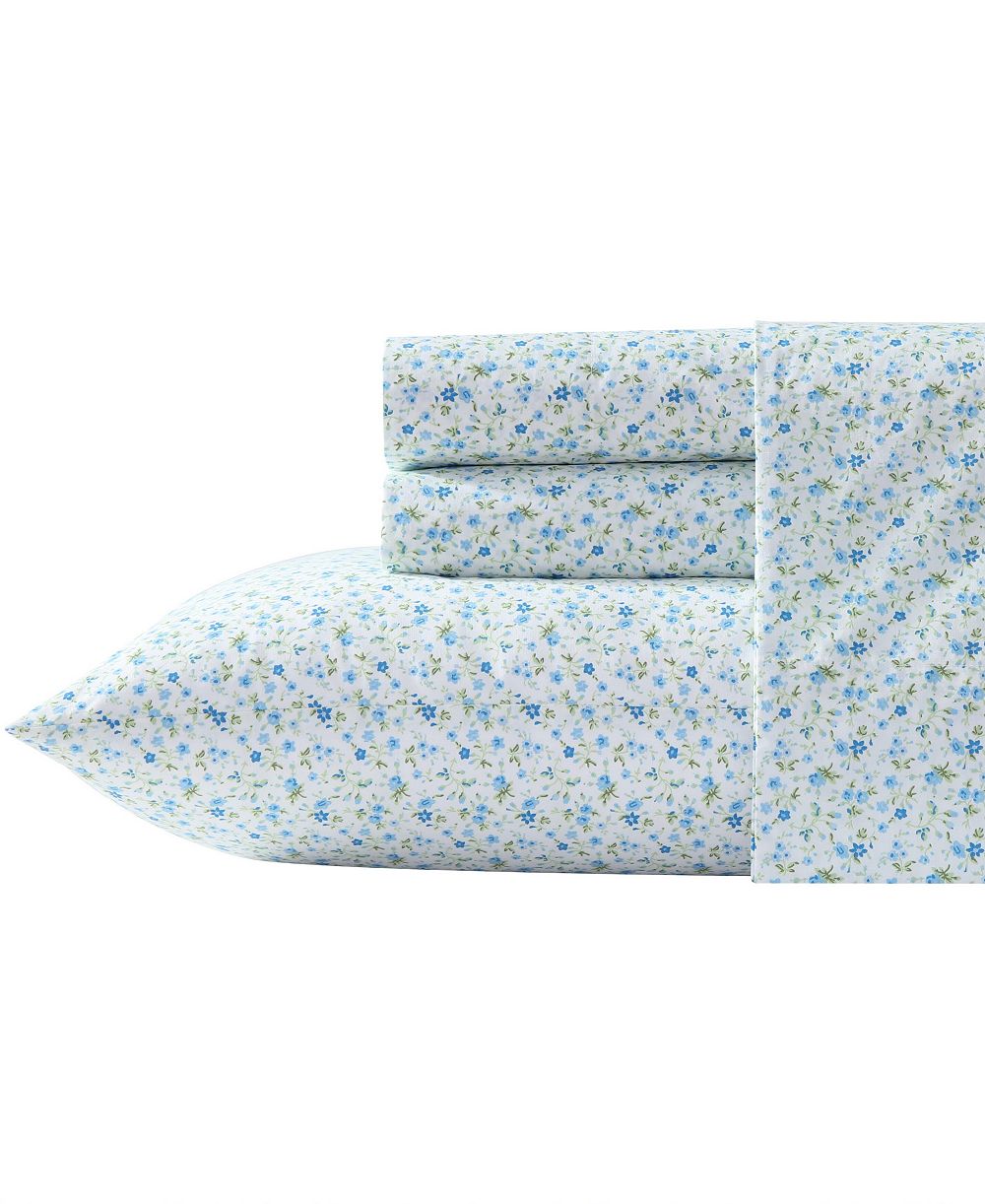 Laura Ashley Loveston 200-Thread Count Cotton Percale 4-Pc. Sheet Set, King