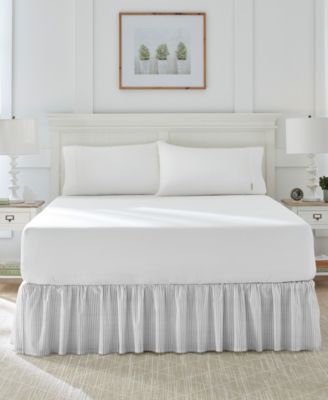 Laura Ashley Ticking Stripe Ruffled Bedskirt, King