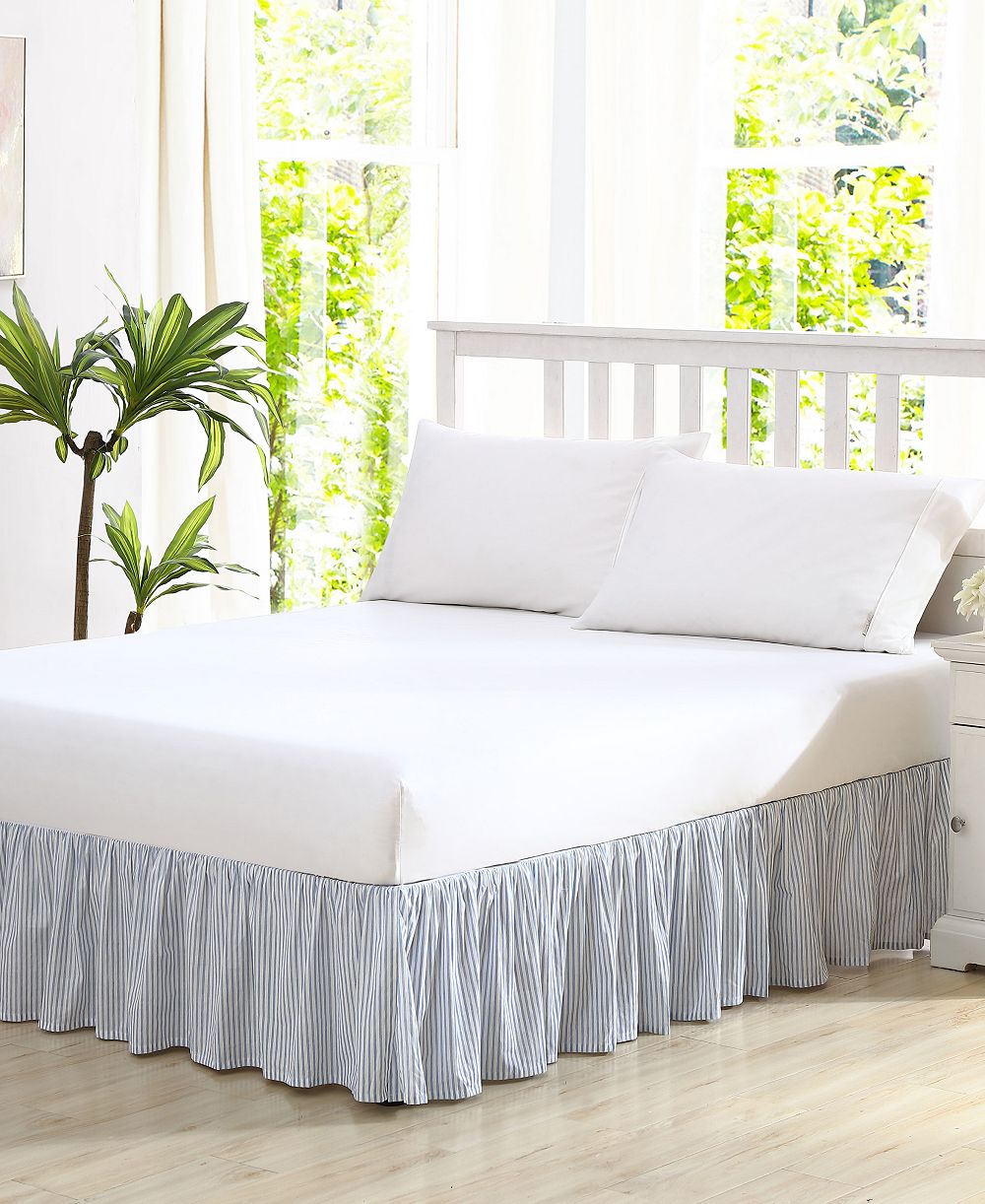 Laura Ashley Ticking Stripe Ruffled Bedskirt, King