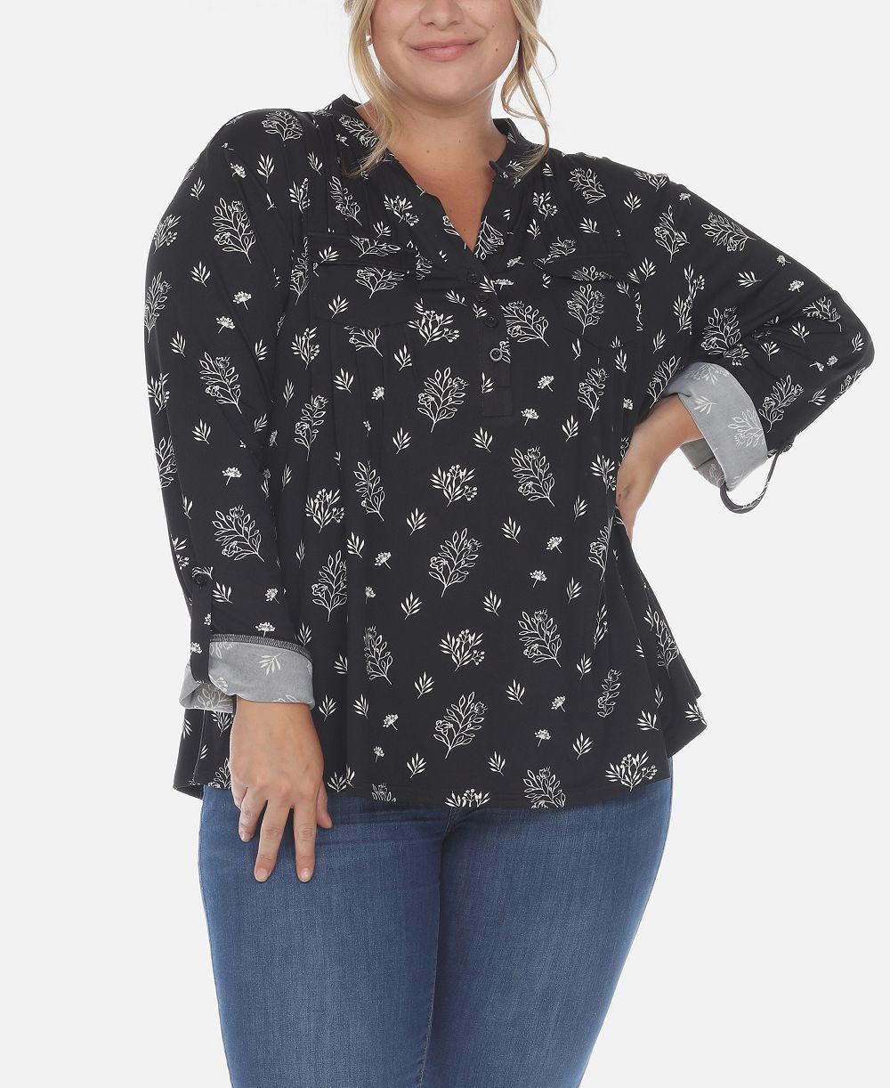 Женский топ White Mark Plus Size Pleated Long Sleeve