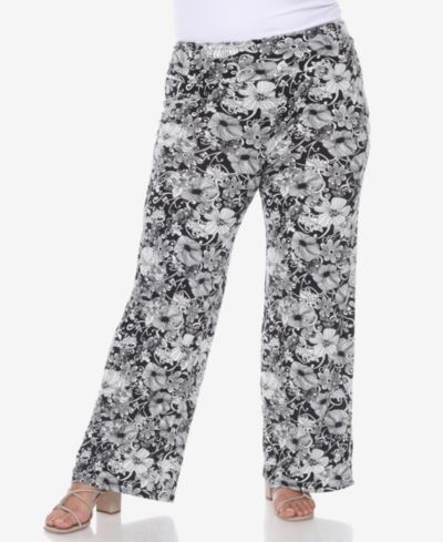 White Mark Plus Size Floral Paisley Palazzo Pants