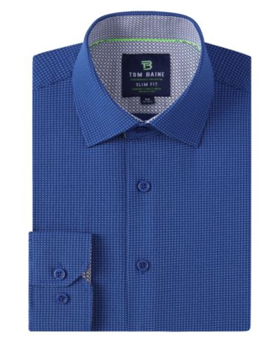 Men's Slim Fit Performance Long Sleeve Geometric Dress Shirt