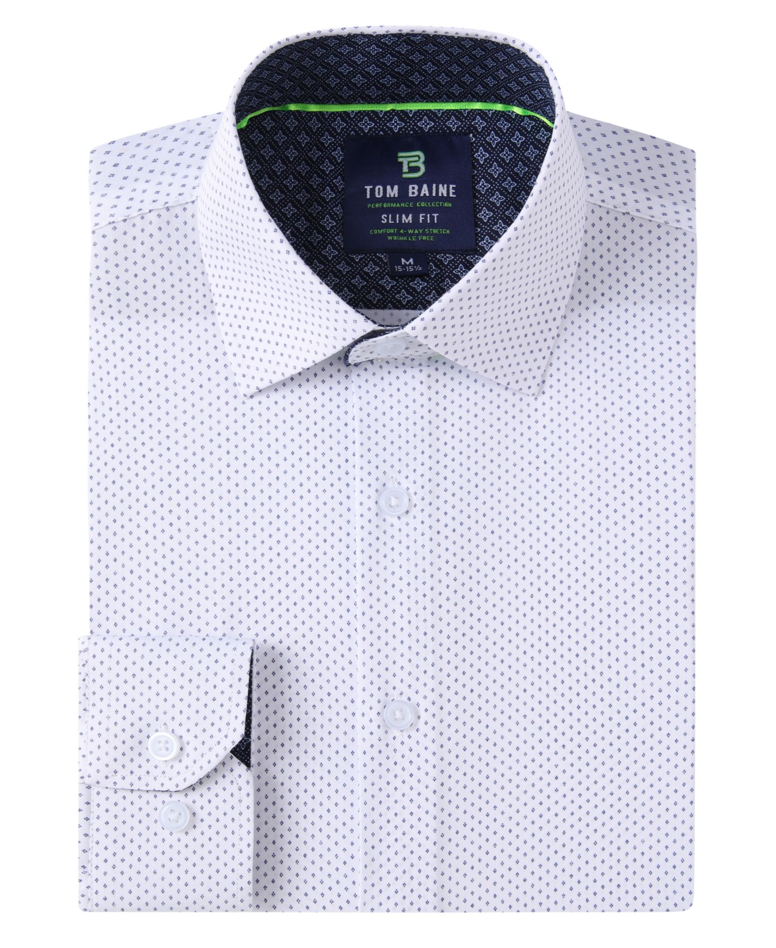 Tom Baine Мужская геометрическая рубашка Slim Fit с длинным рукавом