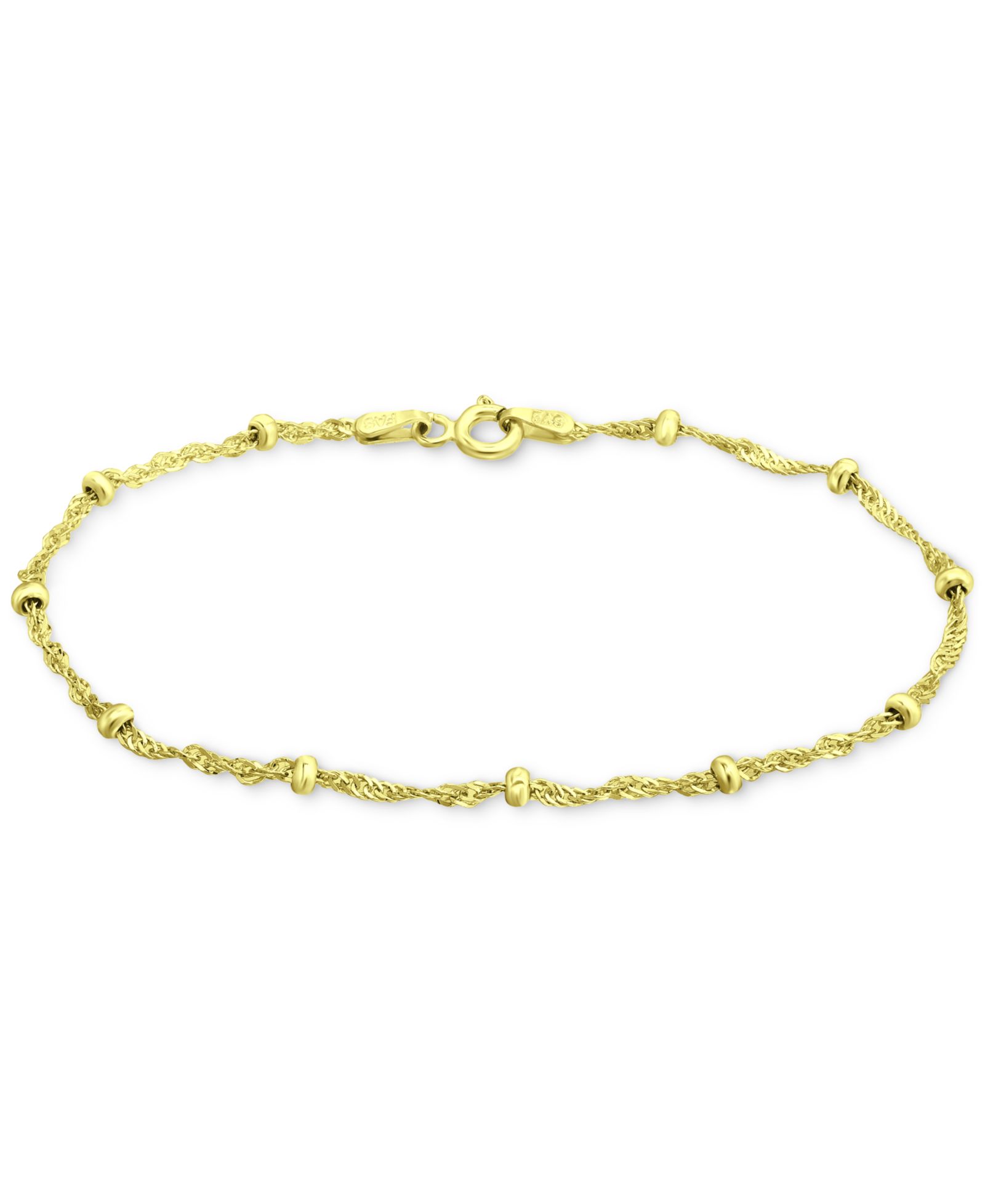 Браслет Giani Bernini Beaded Singapore Link Chain из стерлингового серебра с напылением 18k Gold-Plated