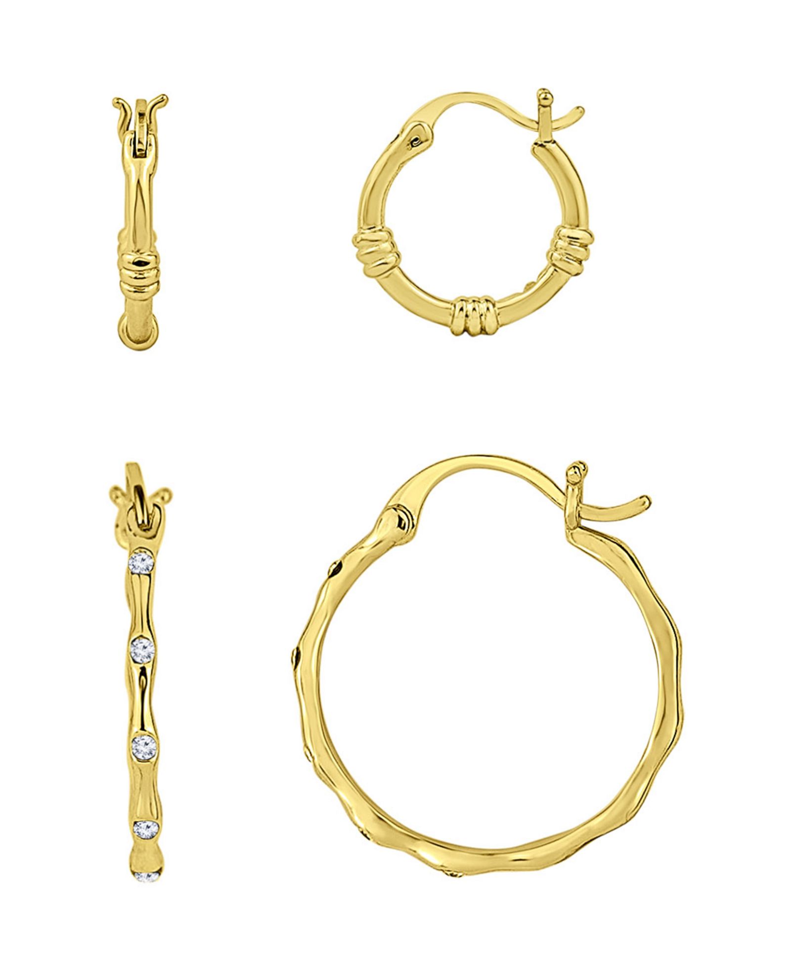 Набор из 2 шт. серьги-кольца And Now This Duo Crystal и Textured Hoop