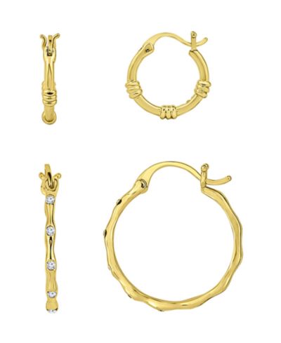 Набор из 2 шт. серьги-кольца And Now This Duo Crystal и Textured Hoop
