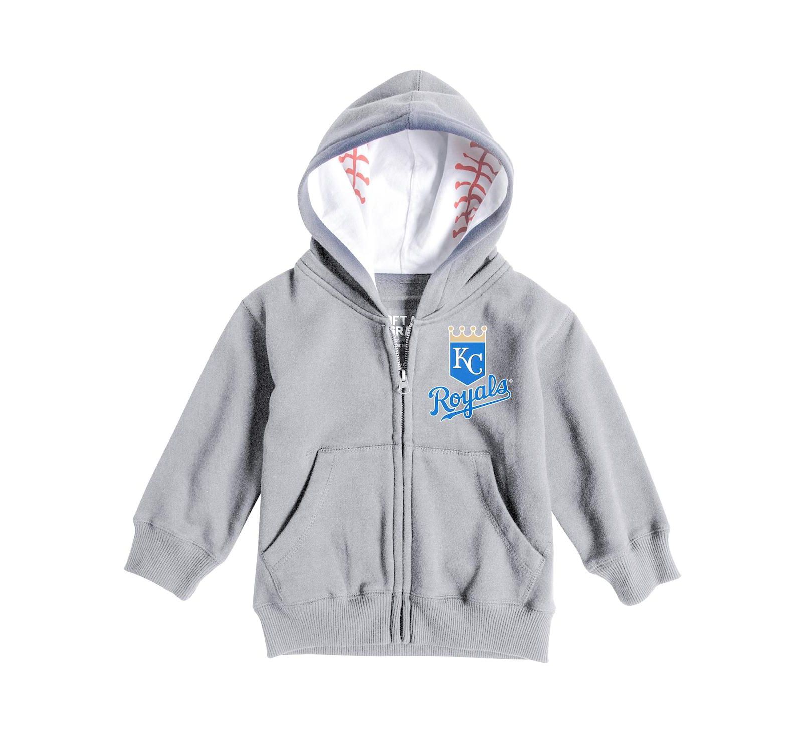 Детская толстовка на молнии Soft As A Grape с принтом Kansas City Royals, серая меланж
