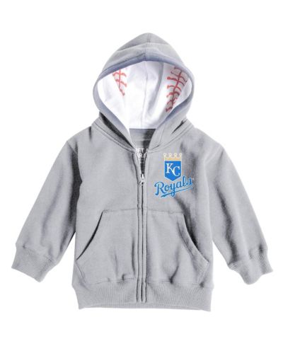 Детская толстовка на молнии Soft As A Grape с принтом Kansas City Royals, серая меланж
