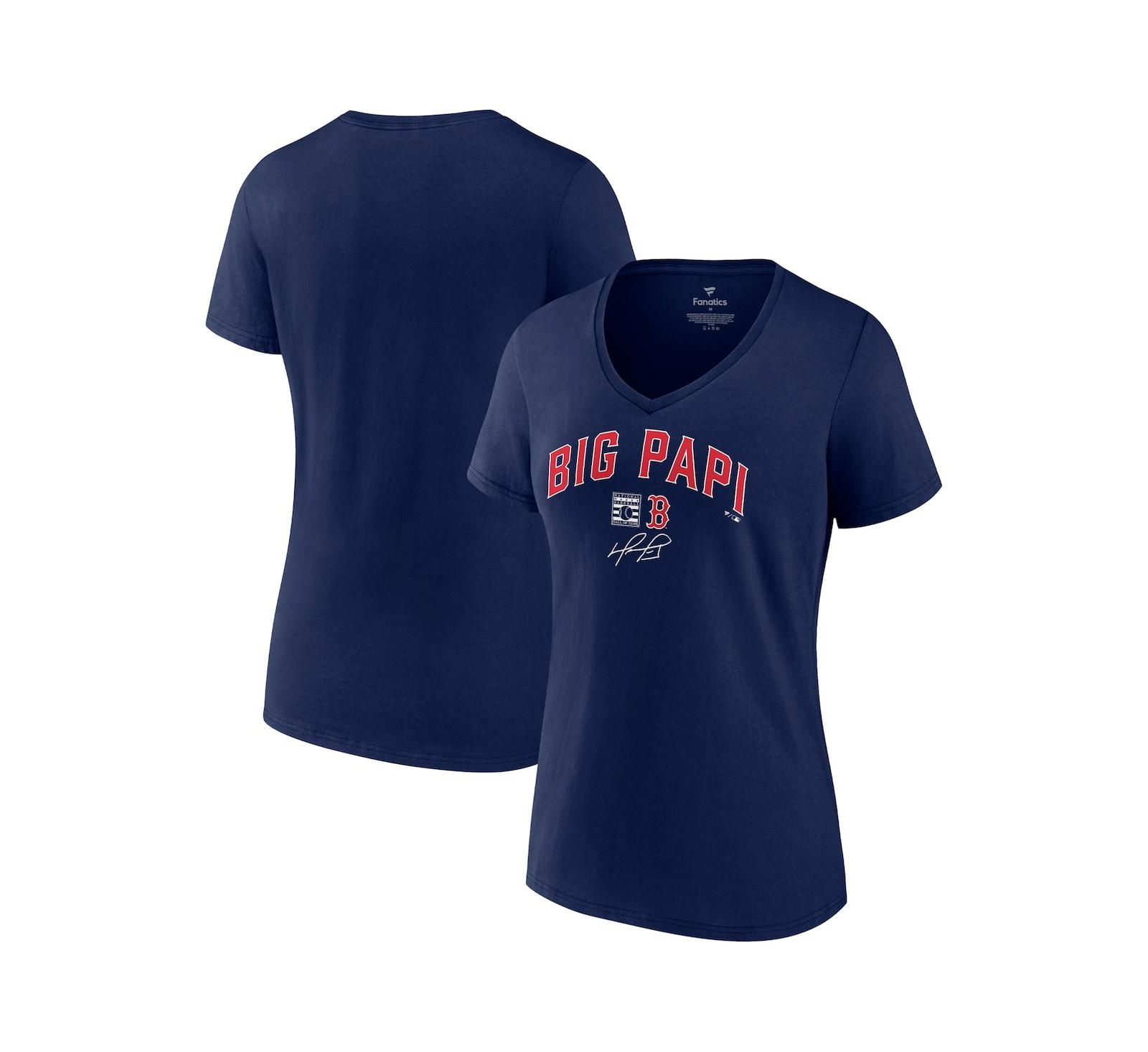 Women's Fanatics David Ortiz Navy Boston Red Sox Big Papi Graphic V-Neck T-shirt