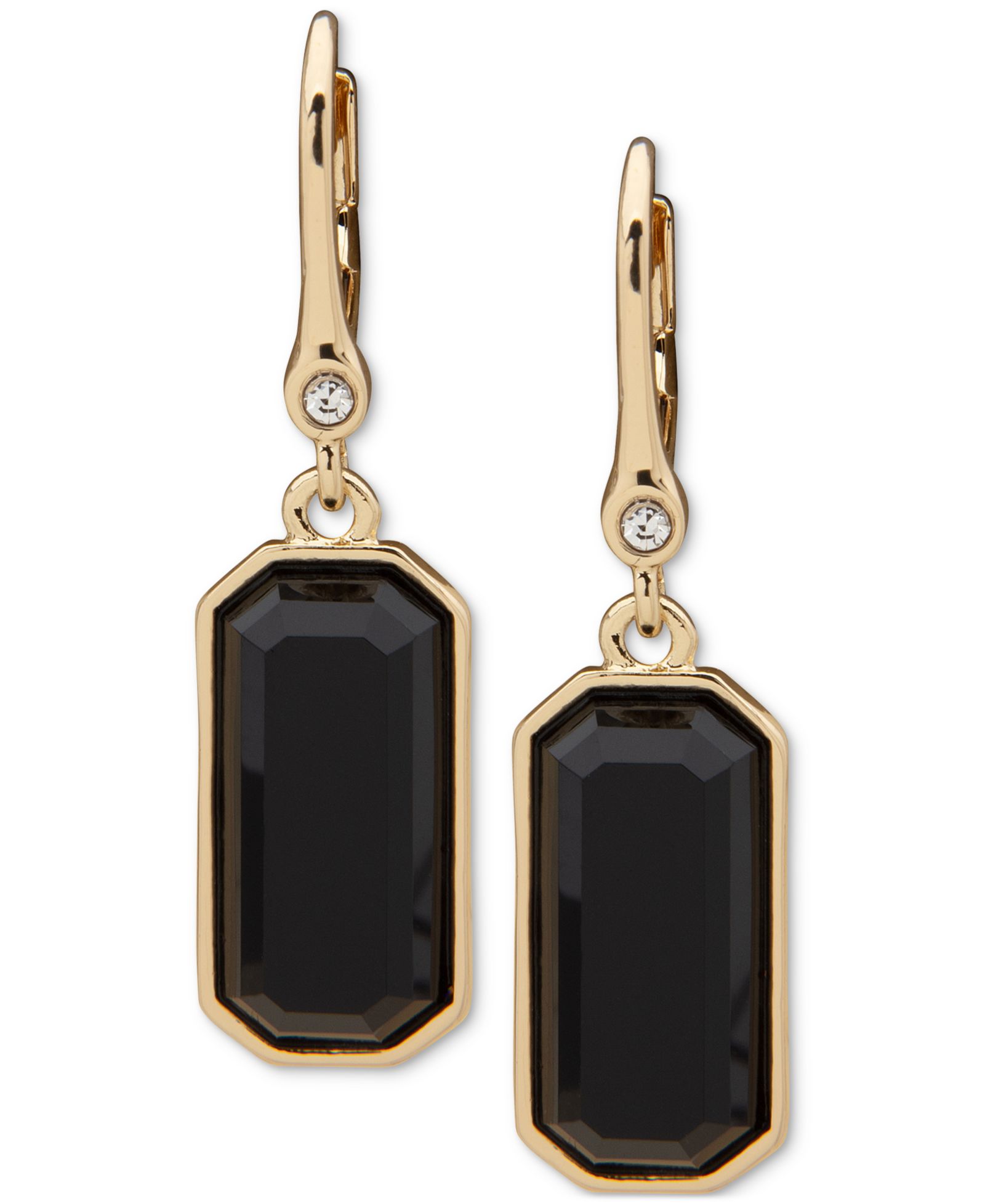DKNY Gold-Tone Pavé & Rectangle Stone Drop Earrings