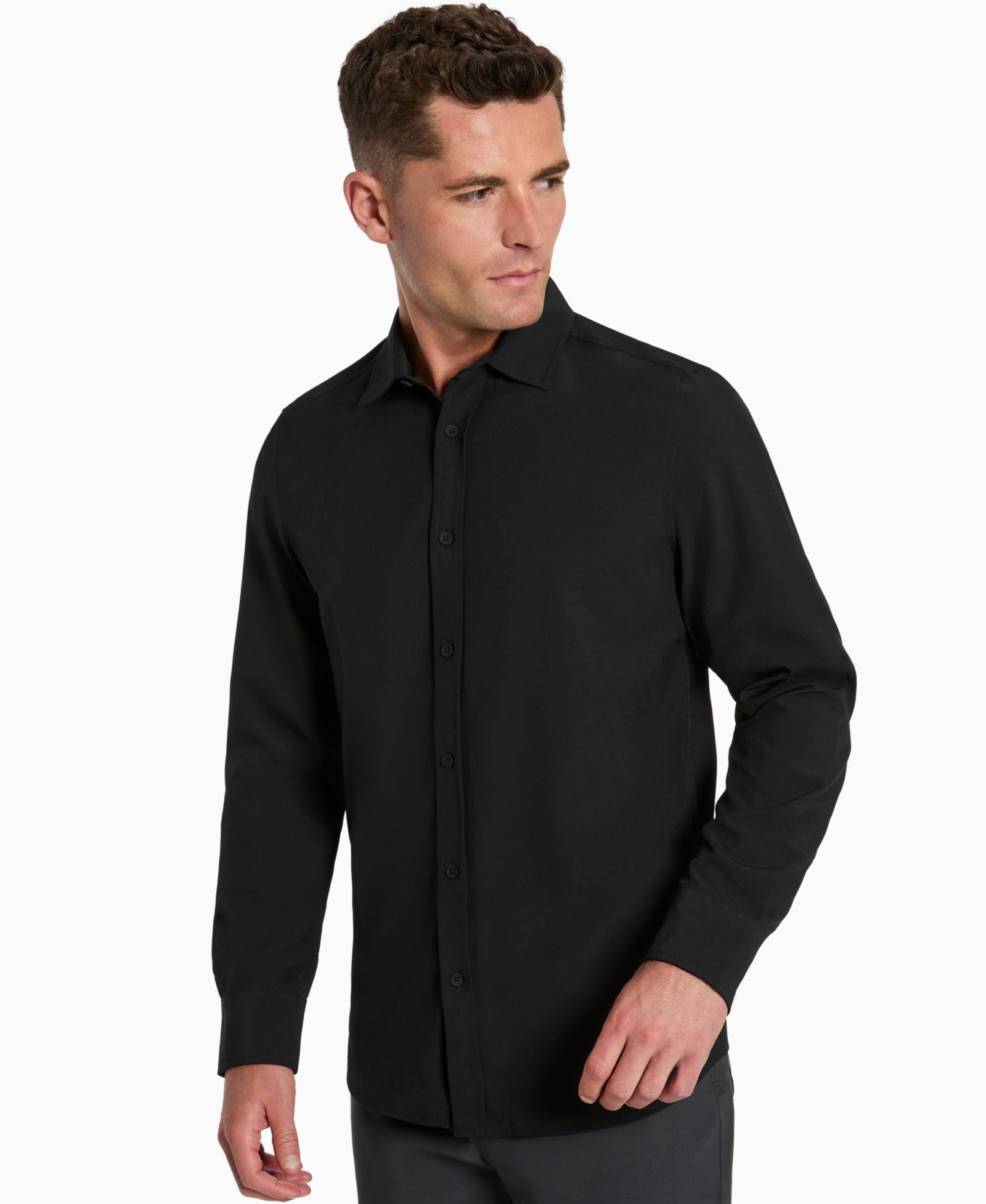 Kenneth Cole Мужская рубашка Slim-Fit Performance сплошного цвета