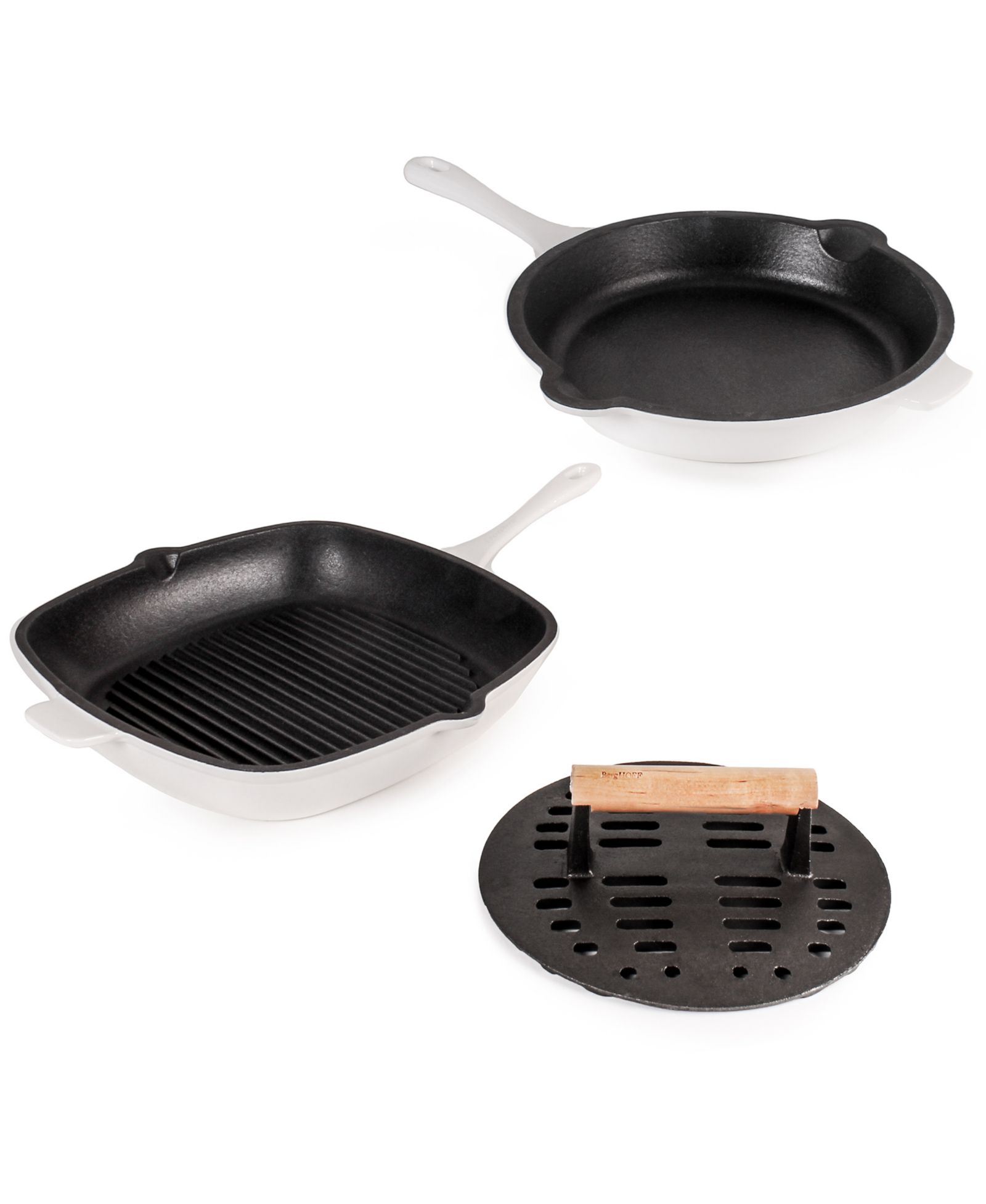 Набор сковород BergHOFF Neo 3pc Cast Iron Fry Pan & Grill Pan с пресс-шпателем