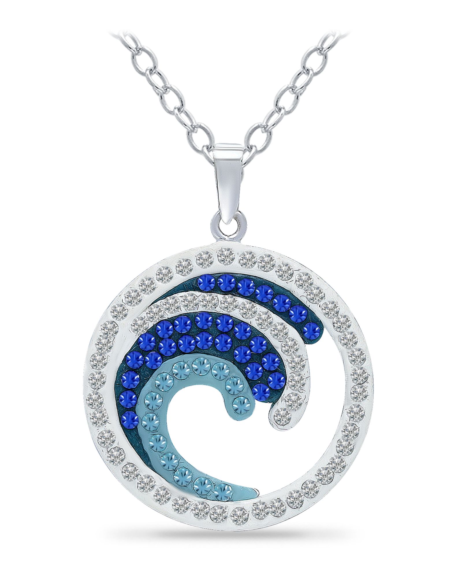 Серебряное ожерелье Giani Bernini Crystal Ocean Waves Circle Pendant из стерлингового серебра