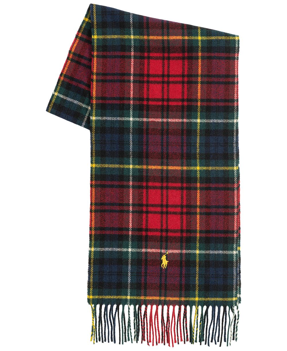 Мужской шерстяной клетчатый шарф Polo Ralph Lauren