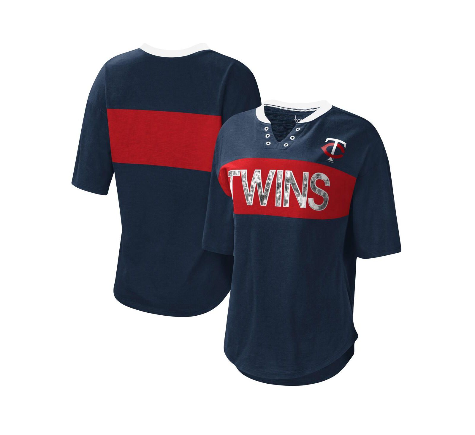 Женская футболка Touch с вырезом Notch Neck, темно-синяя и красная, Minnesota Twins