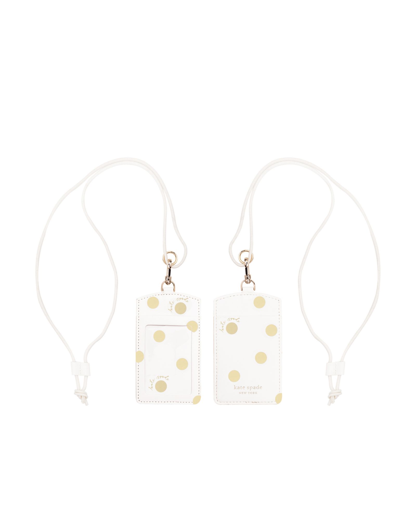 Kate Spade ID Holder - White with Gold Polka Dots