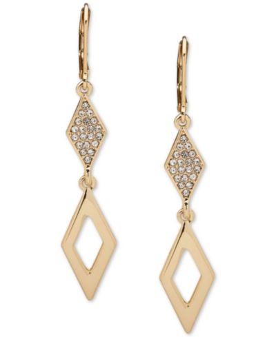 Karl Lagerfeld Paris Серьги-подвески Gold-Tone Pavé Geometric