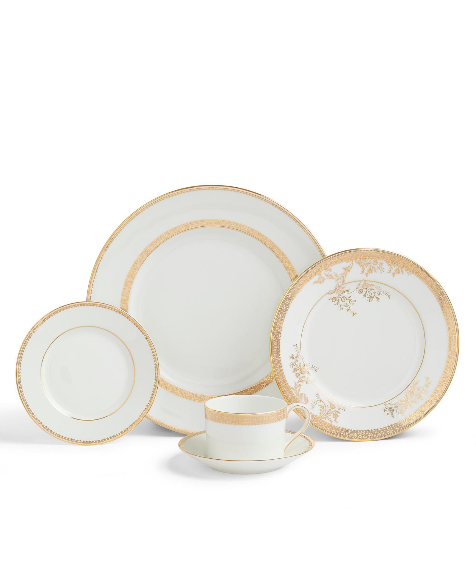 Набор из 10 предметов посуды Vera Wang Wedgwood Dinnerware, Lace Gold