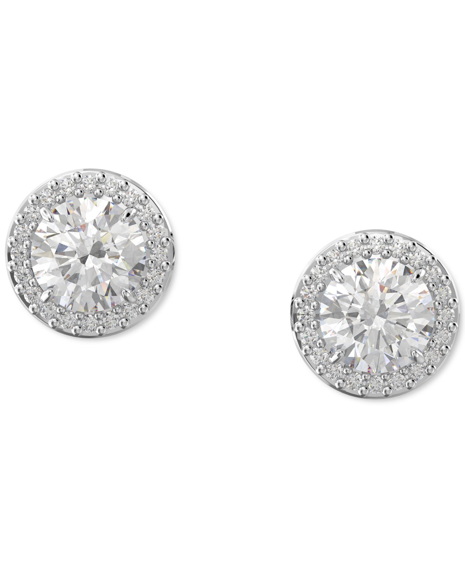 Swarovski Silver-Tone Constella Pavé Button Earrings