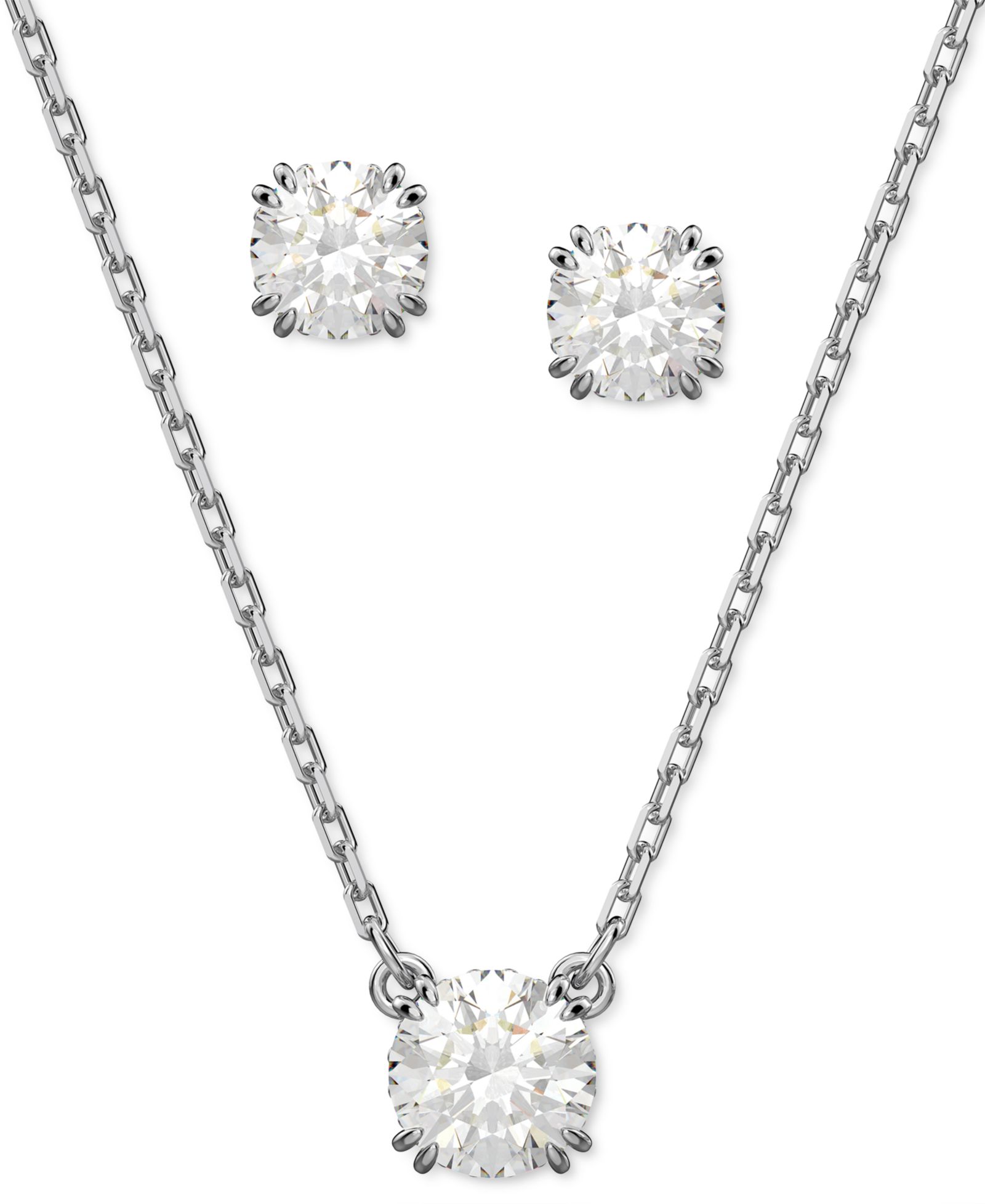 Комплект Swarovski из 2 предметов: серьги и колье с кристаллами, 14-7/8" + 2" удлинитель