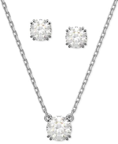 Комплект Swarovski из 2 предметов: серьги и колье с кристаллами, 14-7/8" + 2" удлинитель