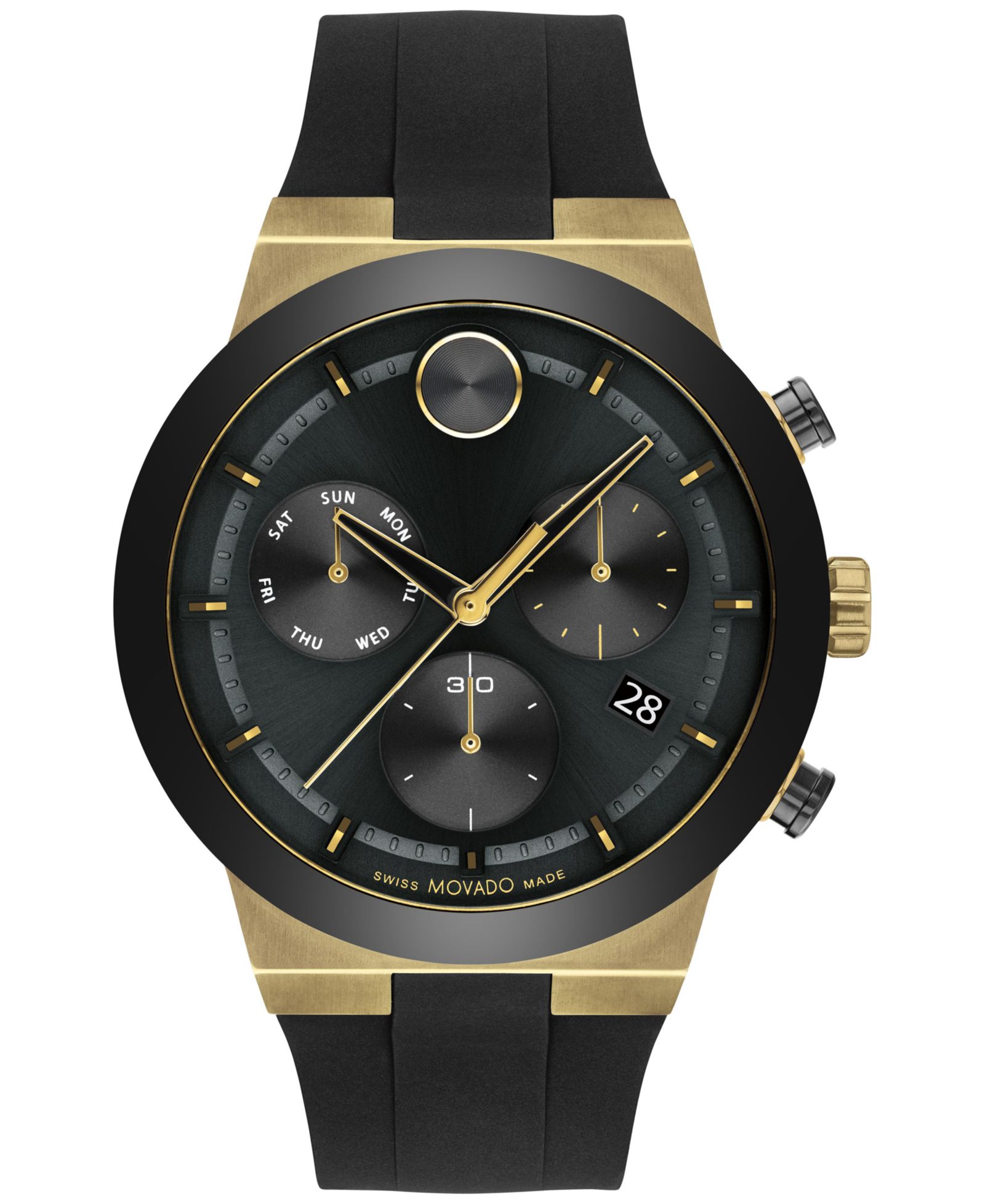 Movado Men's Swiss Chronograph Bold Fusion Black Silicone Strap Watch 45mm